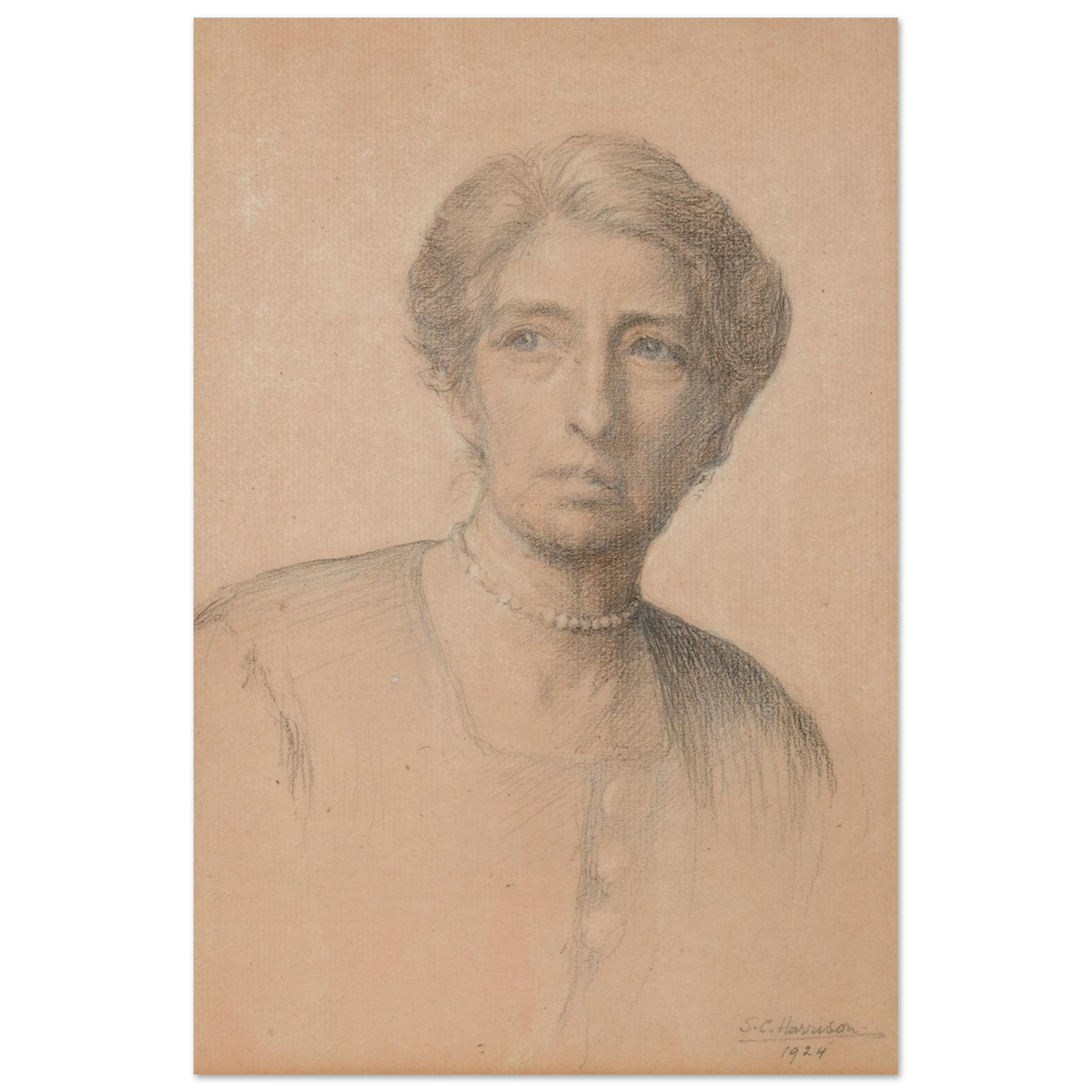 Drawing of the pianist Edith Best, née Oldham, by Sarah Cecilia Harrison, unframed art print, 60x90 cm