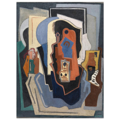 Composition (1924) by Evie Hone, Irish cubist abstract of overlapping orange, blue and cream shapes