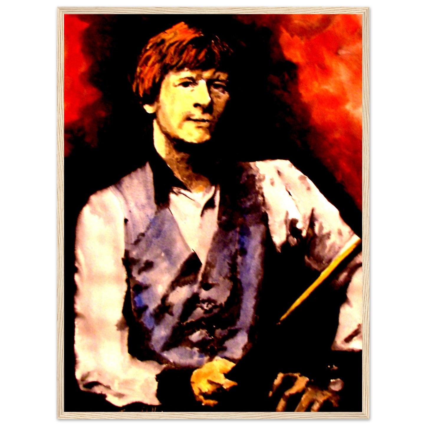 Framed art print of Alex Higgins, World Snooker Champion, by Belfast-born artist B. Mullan. This detailed artwork captures Higgins' legacy, making it perfect for homes, offices, or sports-themed spaces. A tribute to a Northern Irish snooker legend.