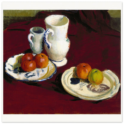 Apples and Breton Pots unframed print with a white border, portrait format