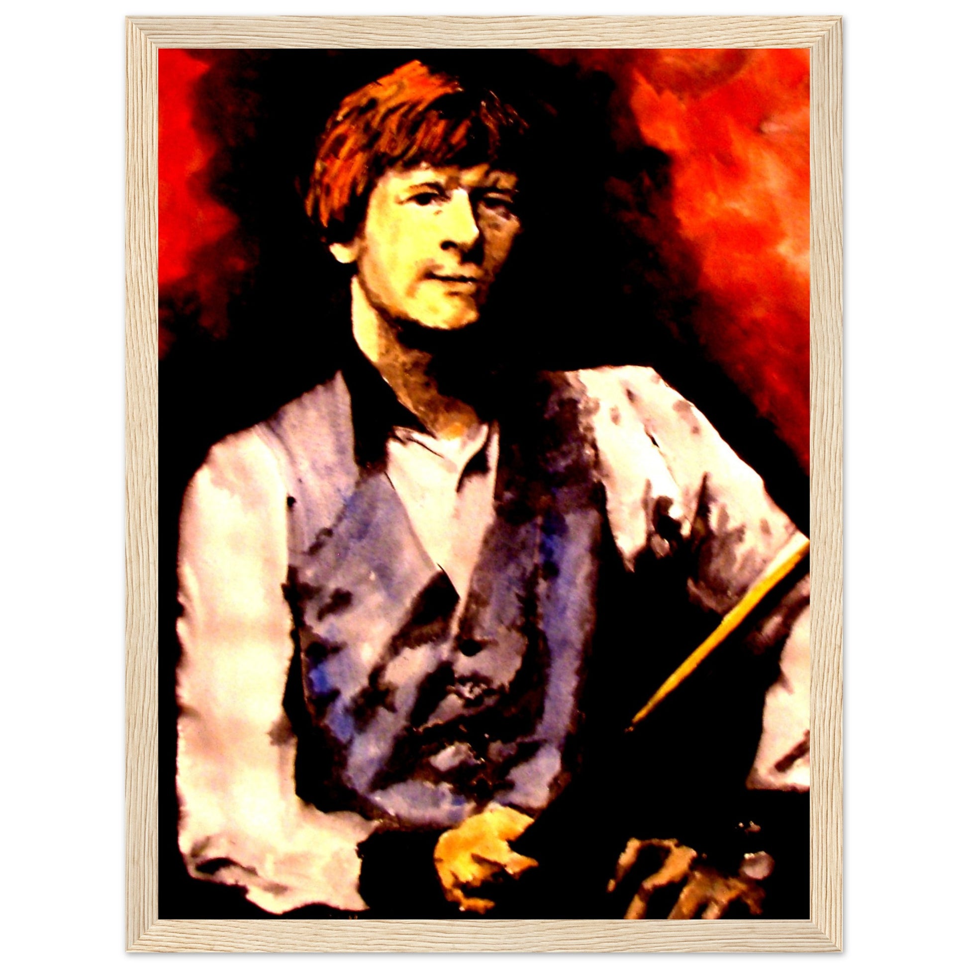 Framed art print of Alex Higgins, World Snooker Champion, by Belfast-born artist B. Mullan. This detailed artwork captures Higgins' legacy, making it perfect for homes, offices, or sports-themed spaces. A tribute to a Northern Irish snooker legend.