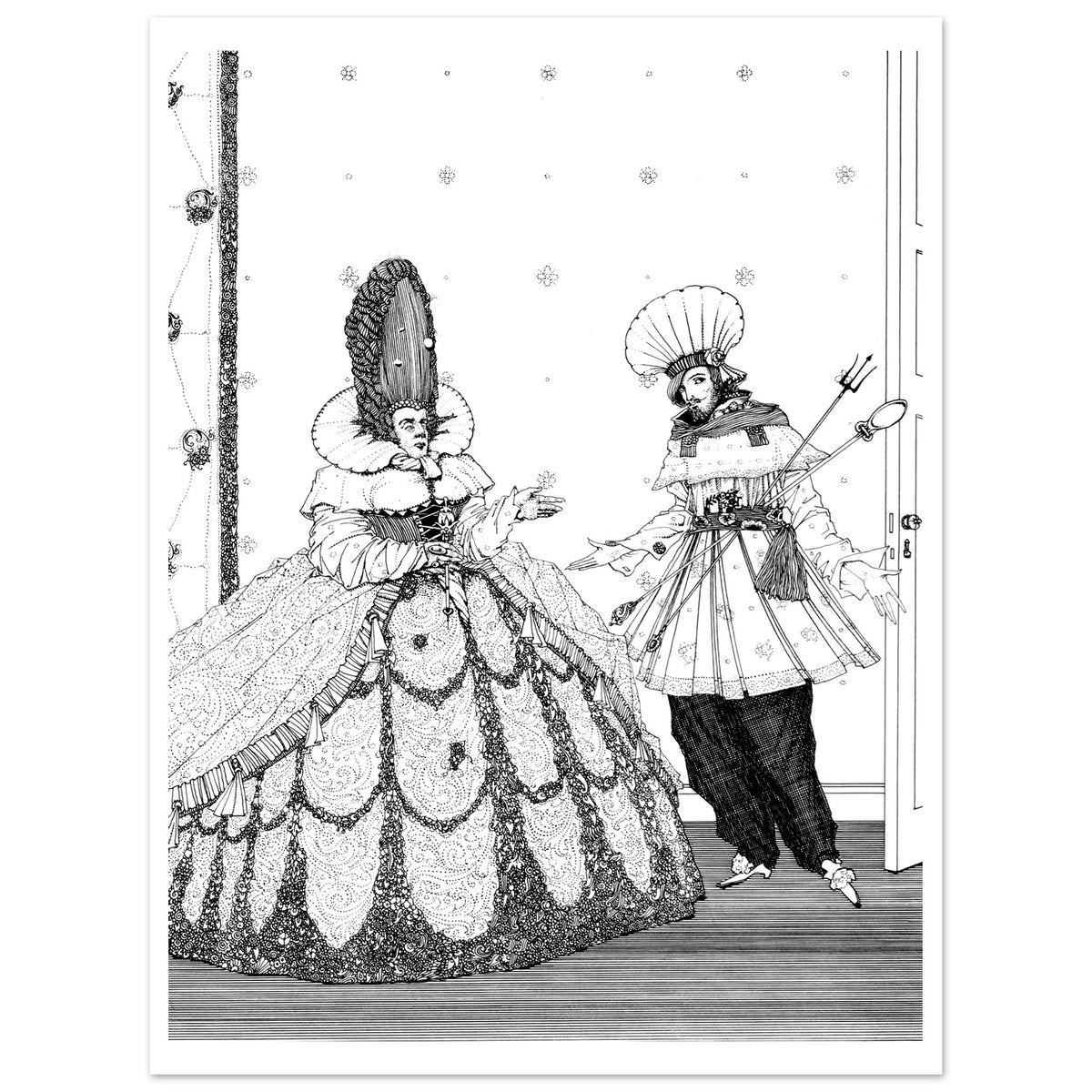 Sleeping Beauty Perrault illustration by Harry Clarke, flat unframed print