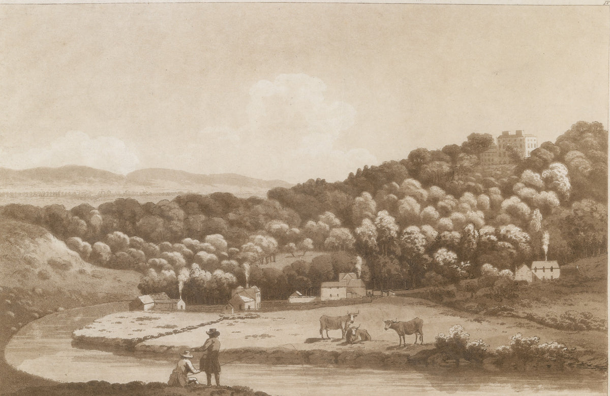 The Secretary of State's House above the River Liffey at Palmerston, sepia aquatint by Jonathan Fisher