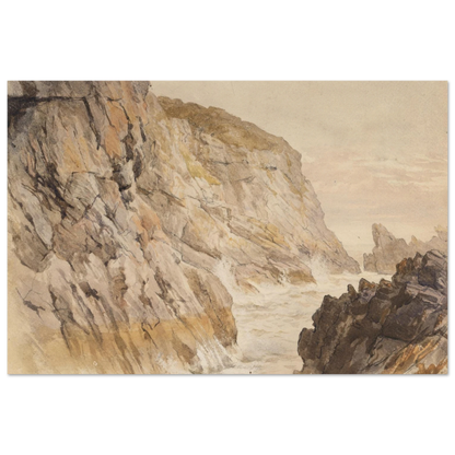 Frederic William Burton painting of the cliffs and rocks at Howth, County Dublin, unframed print