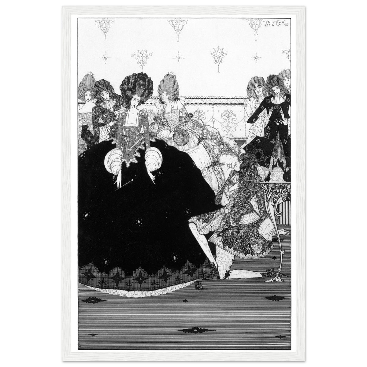 He Takes the Gift with Reverence, Harry Clarke illustration art print in a white wooden frame