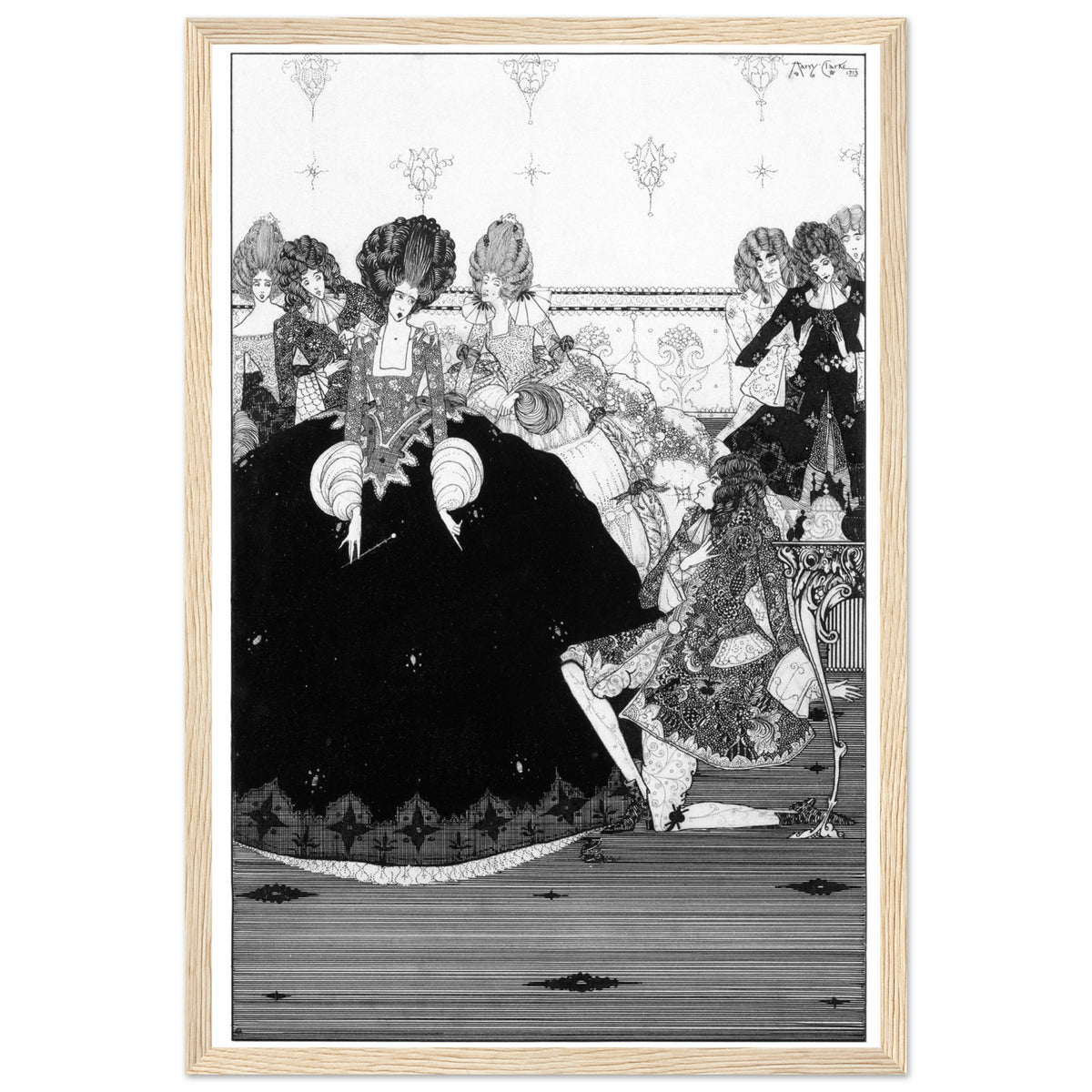 He Takes the Gift with Reverence, Harry Clarke illustration framed print in a natural oak frame