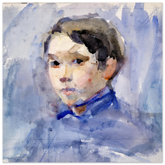 Head of a Young Boy by Clare Marsh, Irish portrait unframed art print
