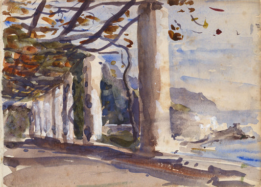 A Vine Pergola on Amalfi, Italy by Nathaniel Hone the Younger, graphite and watercolour sketch