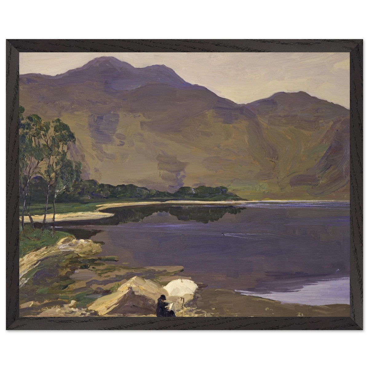 Loch Katrine by Sir John Lavery, framed art print in black wood frame