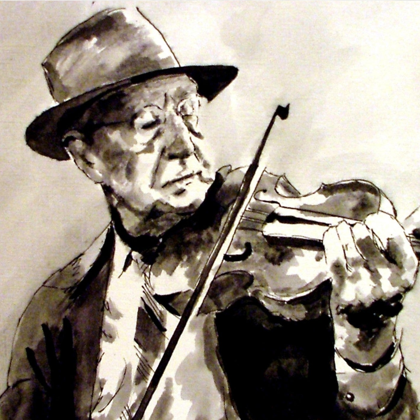 Old Irish traditional fiddle player Gallery Edition Irish art print