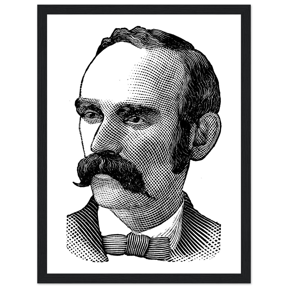 Portrait of Michael Davitt in a wide black frame, straight-on view