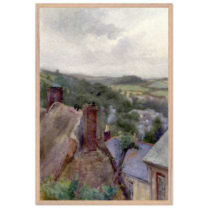 60 × 90 cm Collector’s Edition print of Rooftops, Thomastown, Kilkenny by Mildred Anne Butler in a solid wood frame