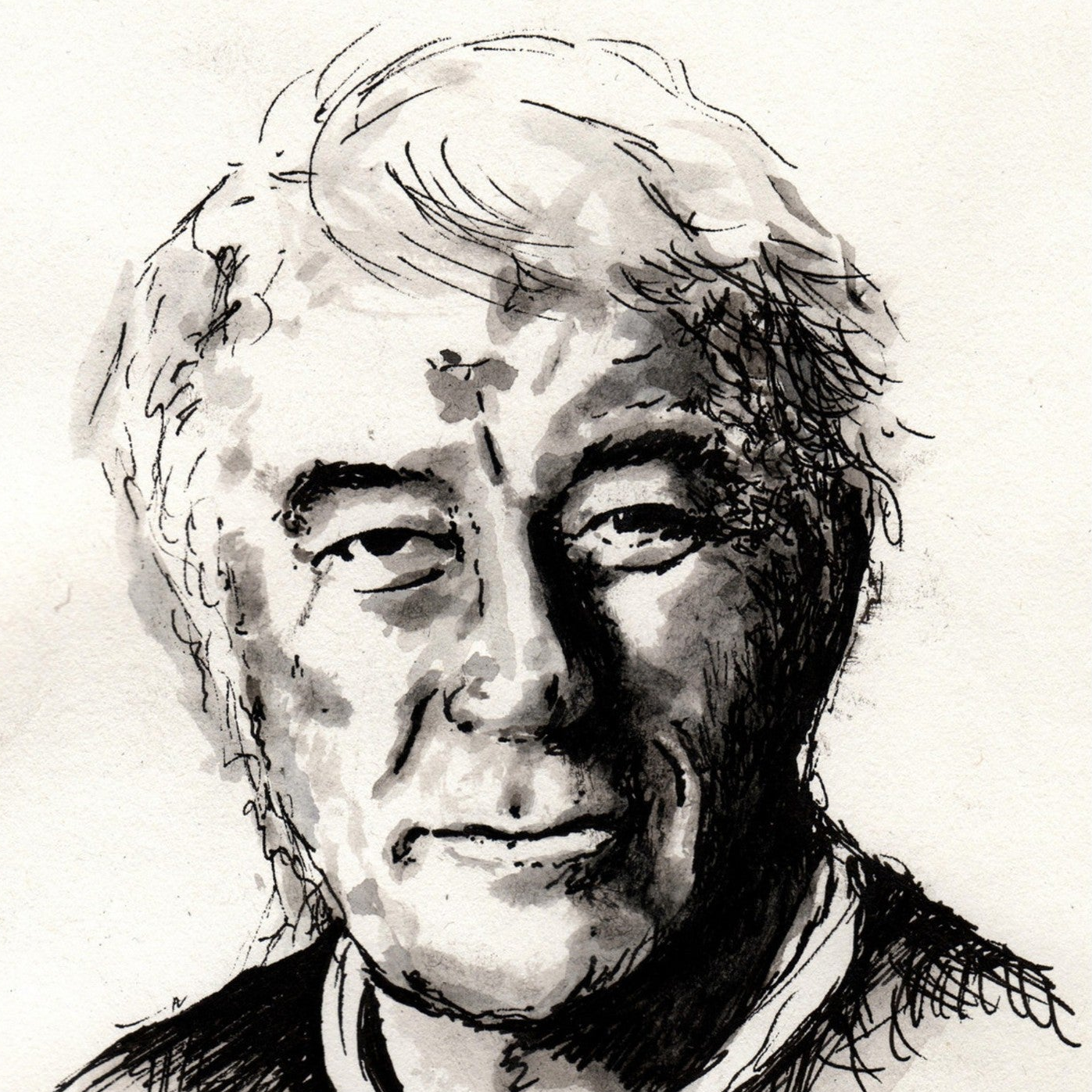 Seamus Heaney “The Squat Pen” portrait by B. Mullan, Gallery Edition Irish portrait art print