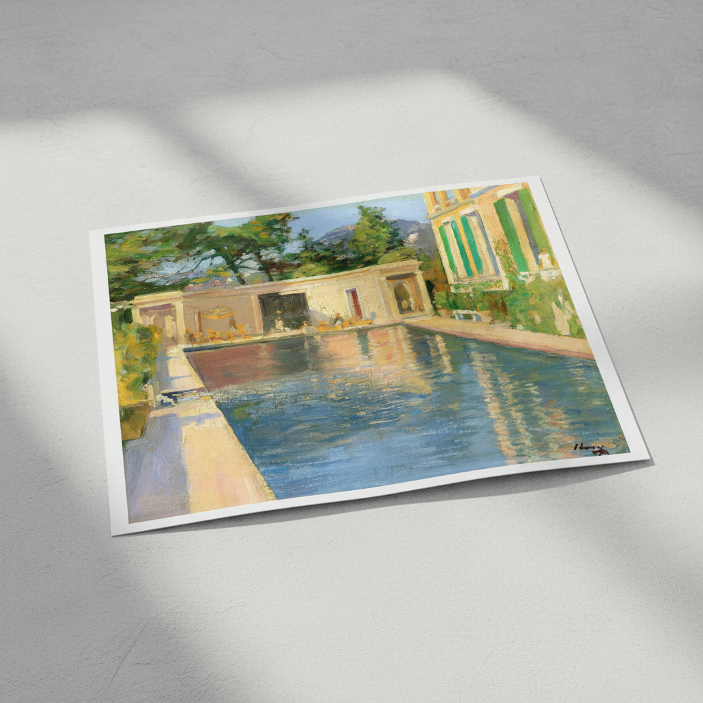 Swimming Pool, Southern France by Sir John Lavery, unframed print on textured paper