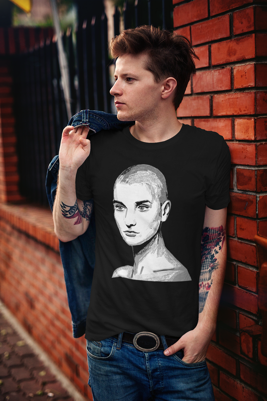 Sinead O'Connor Vintage-Inspired T-Shirt, Retro Music Tee celebrating the Irish singer and protest icon. Timeless artistry captured in this unisex tee, available in various sizes for fans.