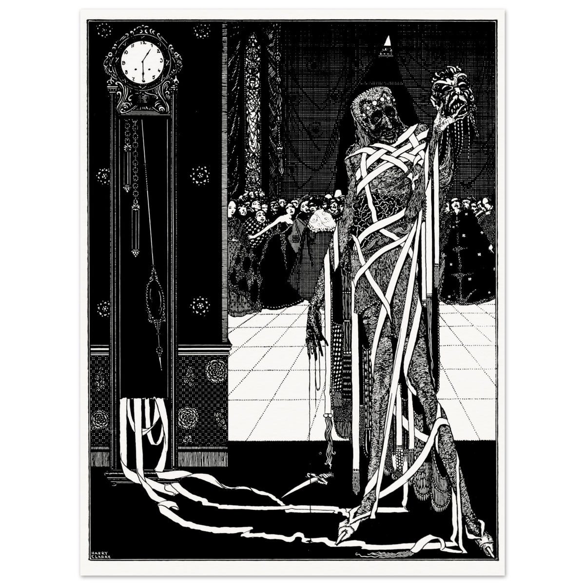 The Dagger Dropped, 1923, Harry Clarke illustration for Poe's The Masque of the Red Death