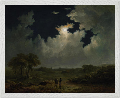 The Poachers by James Arthur O’Connor framed in white – 40×50cm Irish Romantic landscape wall art