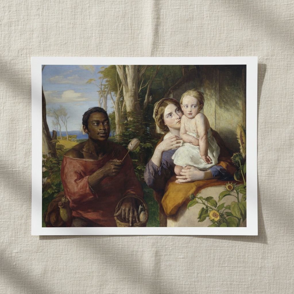 The Toy-Seller by William Mulready unframed print lying on a linen background
