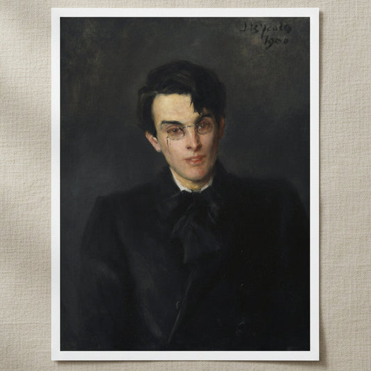 Portrait of W. B. Yeats by John Butler Yeats unframed print with a white border on linen